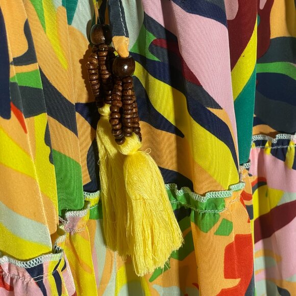 True Destinations Tropical Floral Tiered Broomstick Maxi Skirt Size Small - Picture 4 of 7